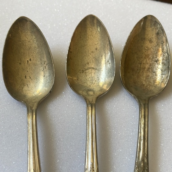 VTG ca 1936-51 National silver Co. KES King Edward silver plate set 6 tea spoons - Picture 4 of 11
